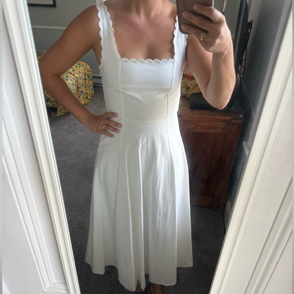 Moon River White Sleeveless A-Line Midi Dress